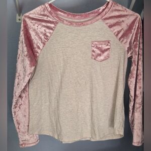 Justice Long Sleeve Mix Material Velour 12